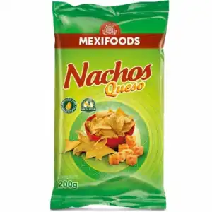 Nachos sabor queso Mexifoods sin gluten sin aceite de palma 200 g.