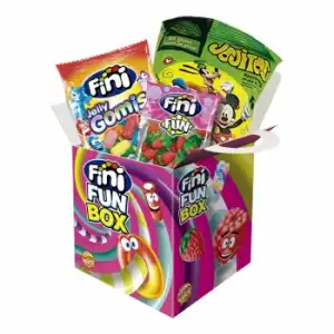 Surtido de caramelos de goma y geles dulces Fun Box Fini sin gluten 70,5 g.