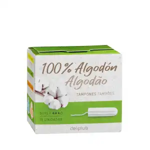 Tampones super Deliplus 100% algodón Caja 18 ud