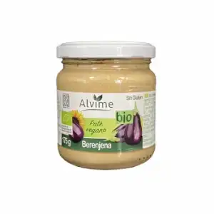 Paté vegetal de berenjena ecológico Alvime sin gluten y sin lactosa 170 g.