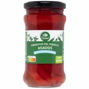 Pimientos del piquillo enteros bajo contenido en sal Carrefour sin lactosa 225 g.