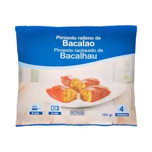 Pimientos del piquillo rellenos de bacalao Hacendado ultracongelados Paquete 0.185 kg