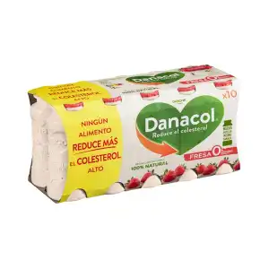 Bebida láctea de fresa Danacol 0% azúcares añadidos 10 mini botellas X 0.1 kg