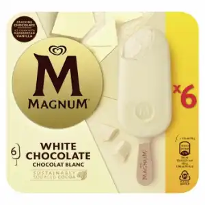 Bombón helado de vainilla con chocolate blanco Magnum sin gluten 6 ud.