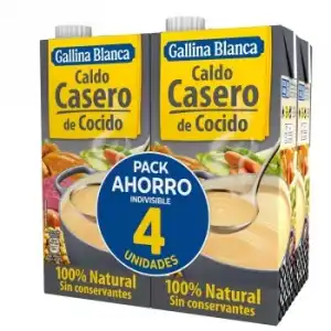 Caldo de cocido Gallina Blanca sin gluten pack de 4 briks de 1 l.