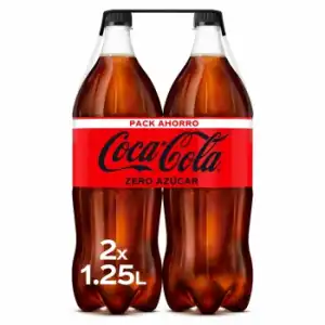 Coca Cola zero azúcar pack 2 botellas 1,25 l.
