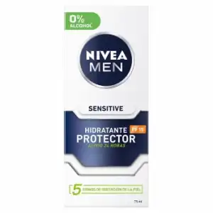 Crema facial hidratante protector FP15 alivio 24h Sensitive Nivea Men 75 ml.