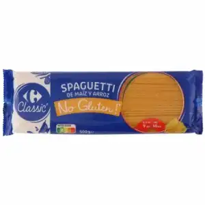 Espaguetis de maíz y arroz Classic Carrefour sin gluten 500 g.