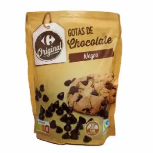 Gotas de chocolate negro Carrefour sin gluten 250 g.