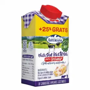 Nata para cocinar Central Lechera Asturiana sin lactosa 200 ml.