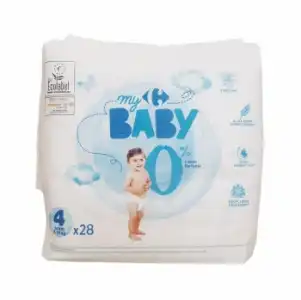 Pañales Carrefour Baby 0% Talla 4 (7-18 kg) 28 ud.