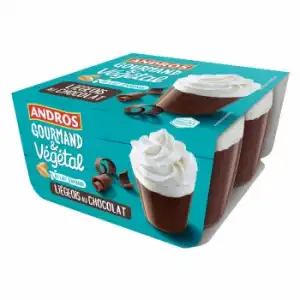 Postre de almendras con chocolate Andros pack 4 unidades de 90 g.