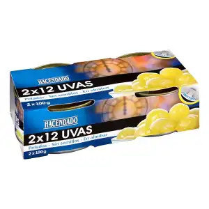 Uva en almibar pelada y sin semillas Hacendado 2 latas X 0.1 kg