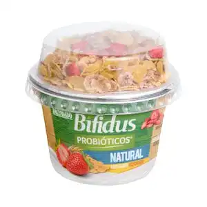 Bífidus natural probiótico azucarado Hacendado con cereales y fresas deshidratadas Tarrina 0.17 kg