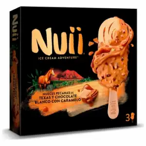 Bombón helado con nueces pecanas de Texas y chocolate blanco con caramelo Nuii 3 ud.