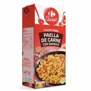 Caldo para paella de carne Classic Carrefour sin gluten 1 l.