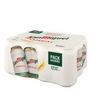 Cerveza San Miguel especial Lager pack de 12 latas de 33 cl.