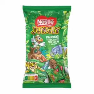 Figuras de chocolate con leche y galleta Nestlé Jungly sin gluten 124 g.