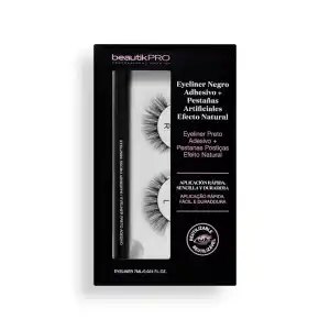 Kit pestañas postizas con eyeliner negro adhesivo reutilizables 1 ud