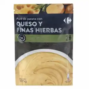 Puré de patatas con queso y finas hierbas Carrefour 105 g.