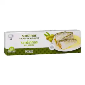 Sardinas en aceite de oliva Hacendado 2 latas X 0.082 kg