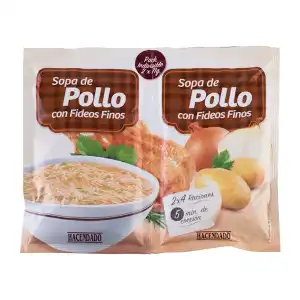 Sopa de pollo Hacendado con fideos finos 2 sobres X 0.071 kg