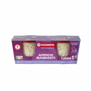 Arroz basmati para microondas Nomen sin gluten pack de 2 unidades de 140 g.