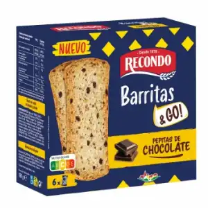 Biscote con pepitas de chocolate Barritas & Go Recondo 180 g.