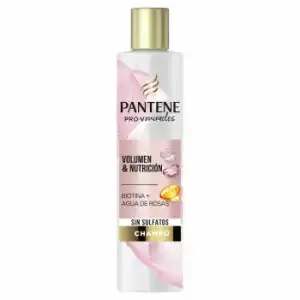 Champú sin siliconas para pelo con cuerpo y volumen Volumen & Nutrición biotina + agua de rosas Miracles Pantene Pro-V 225 ml.