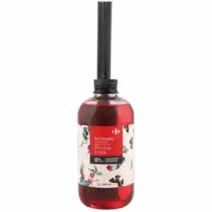 Ambientador de varillas frutos rojos recambio Carrefour 250 ml.