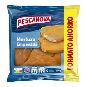 Merluza empanada crujiente congelada Pescanova 540 g.