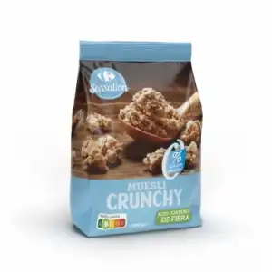 Muesli crujiente sin azúcar añadido Carrefour Sensation 500 g.