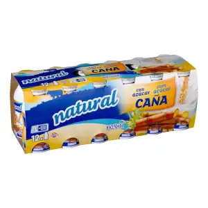 Yogur líquido natural Hacendado con azúcar de caña 12 mini botellas X 0.115 kg