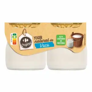 Yogur natural de vaca Carrefour Original pack de 2 unidades de 115 g.