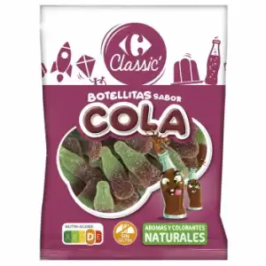 Botellitas de goma sabor cola Carrefour Classic sin gluten 250 g.