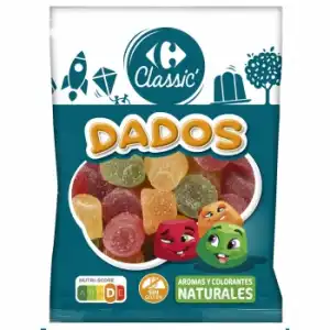 Dados de goma Carrefour Classic sin gluten 250 g.