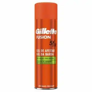 Gel de afeitado con aceite de almendras para piel sensible acción x5 Fusion Gillette 200 ml.