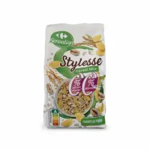 Mix de cereales y copos de maíz 0% Carrefour Sensation sin azúcar añadido 375 g.