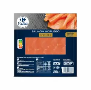 Salmón ahumado noruego Extra Carrefour 200 g.