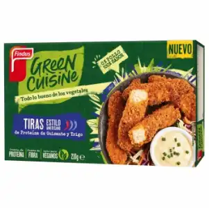 Tiras estilo americano de proteína de guisante y trigo Green Cuisine Findus 210 g.