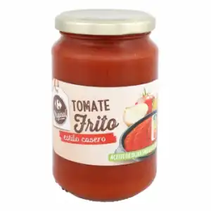 Tomate frito con aceite de oliva Carrefour tarro 350 g.