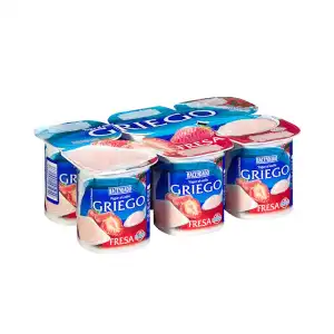 Yogur griego sabor fresa Hacendado sin trozos 6 ud. X 0.125 kg