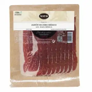 Jamón de Cebo Ibérico 50% Raza Ibérica en lonchas Nico 150 g