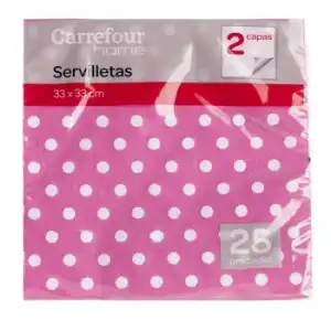 Servilletas CARREFOUR HOME 25 ud -  Topos Fucsia
