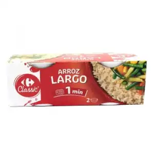 Arroz largo cocido Classic Carrefour sin gluten pack de 2 unidades de 125 g.