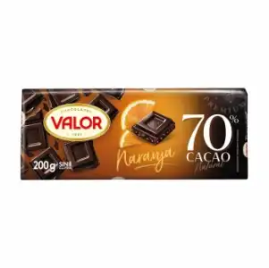 Chocolate negro 70% con naranja Valor sin gluten 200 g.
