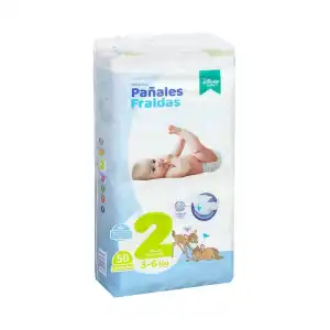 Pañales bebé talla 2 de 3-6 kg Deliplus Paquete 50 ud