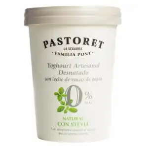 Yogur desnatado natural con stevia Pastoret 500 g.