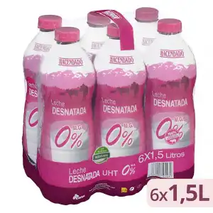 Leche desnatada Hacendado 6 botellas X 1.5 L