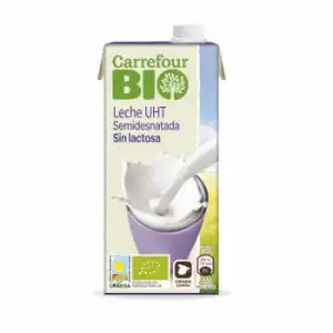 Leche semidesnatada ecológica Carrefour Bio sin lactosa brik 1 l.